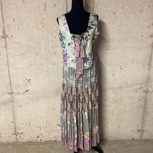 Matching skirt set with bustier.  Floral print.